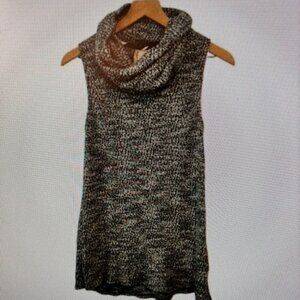 Anthro Blue Marled Sleeveless Cowl Neck Sweater